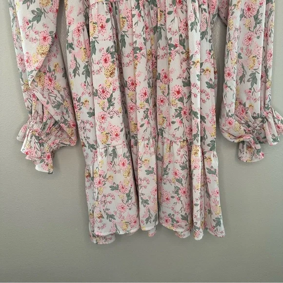 Dress Forum Los Angeles Women’s Floral Sheer Tiered Dress Size Large - Picture 2 of 7